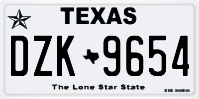 TX license plate DZK9654