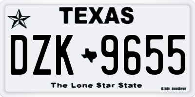 TX license plate DZK9655