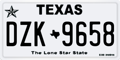 TX license plate DZK9658