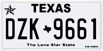 TX license plate DZK9661