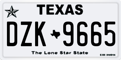 TX license plate DZK9665