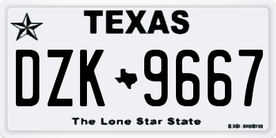 TX license plate DZK9667