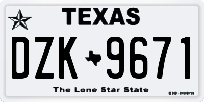 TX license plate DZK9671