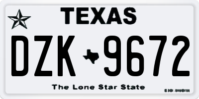 TX license plate DZK9672