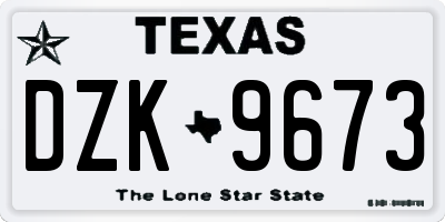 TX license plate DZK9673