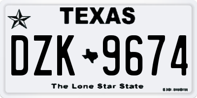 TX license plate DZK9674
