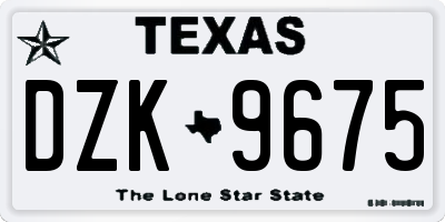 TX license plate DZK9675