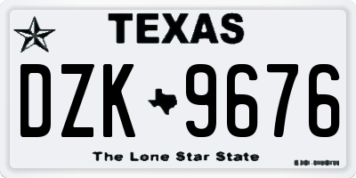 TX license plate DZK9676