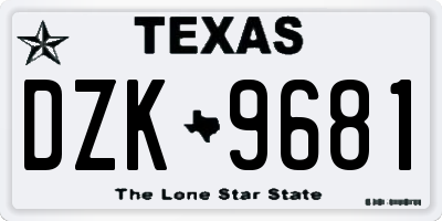 TX license plate DZK9681