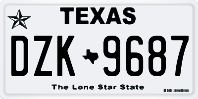 TX license plate DZK9687