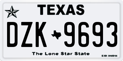 TX license plate DZK9693