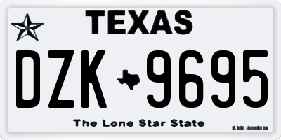 TX license plate DZK9695