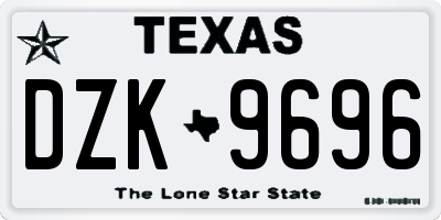 TX license plate DZK9696