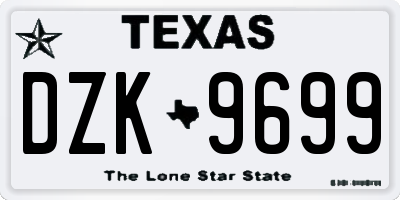 TX license plate DZK9699