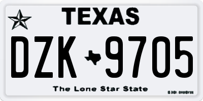 TX license plate DZK9705