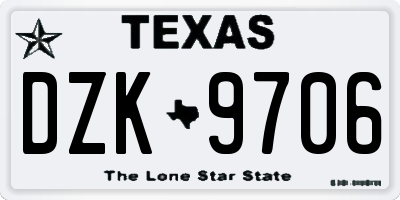 TX license plate DZK9706