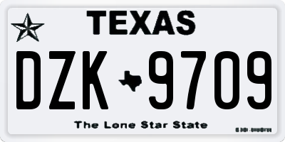 TX license plate DZK9709