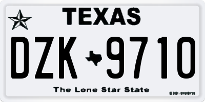 TX license plate DZK9710