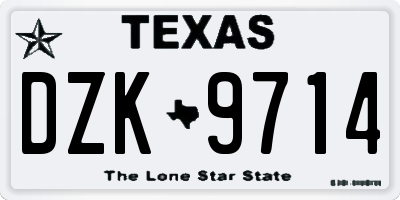 TX license plate DZK9714
