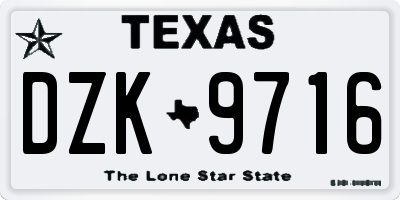 TX license plate DZK9716