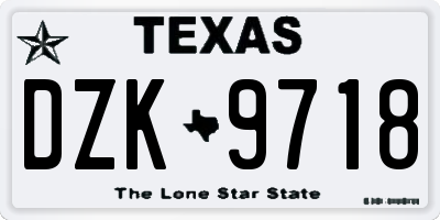 TX license plate DZK9718