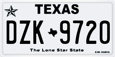 TX license plate DZK9720