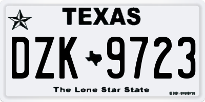 TX license plate DZK9723