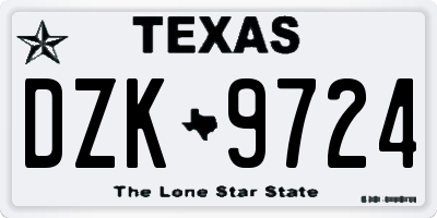 TX license plate DZK9724