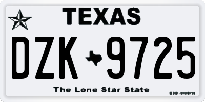 TX license plate DZK9725
