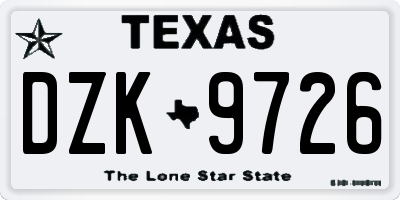TX license plate DZK9726