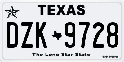TX license plate DZK9728