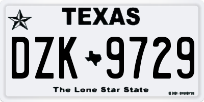 TX license plate DZK9729