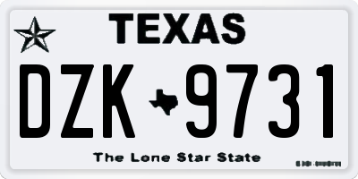 TX license plate DZK9731
