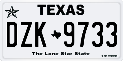 TX license plate DZK9733