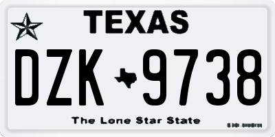 TX license plate DZK9738