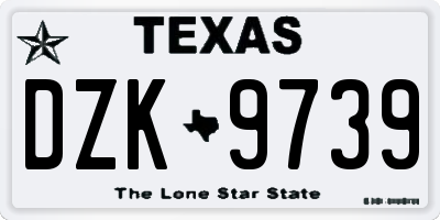TX license plate DZK9739