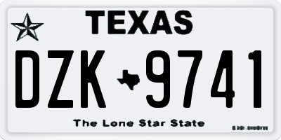TX license plate DZK9741