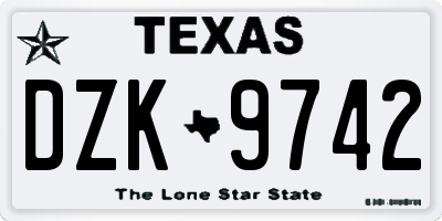 TX license plate DZK9742