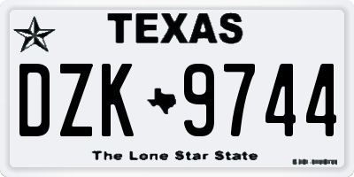 TX license plate DZK9744