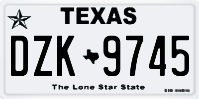 TX license plate DZK9745