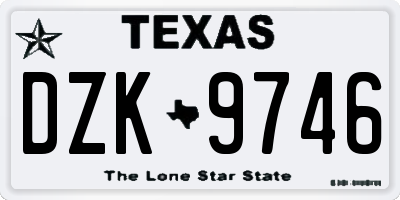 TX license plate DZK9746