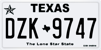 TX license plate DZK9747