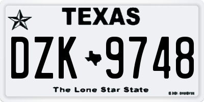 TX license plate DZK9748