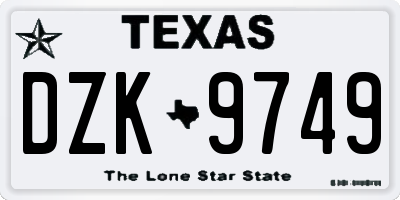 TX license plate DZK9749