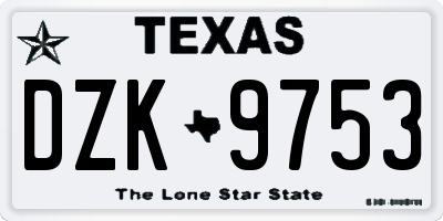 TX license plate DZK9753