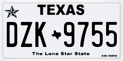 TX license plate DZK9755