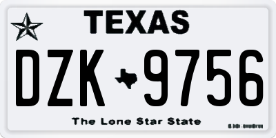 TX license plate DZK9756