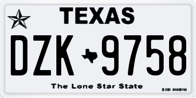 TX license plate DZK9758