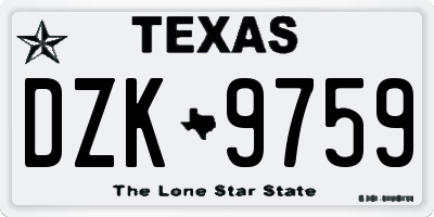 TX license plate DZK9759