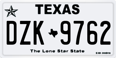 TX license plate DZK9762